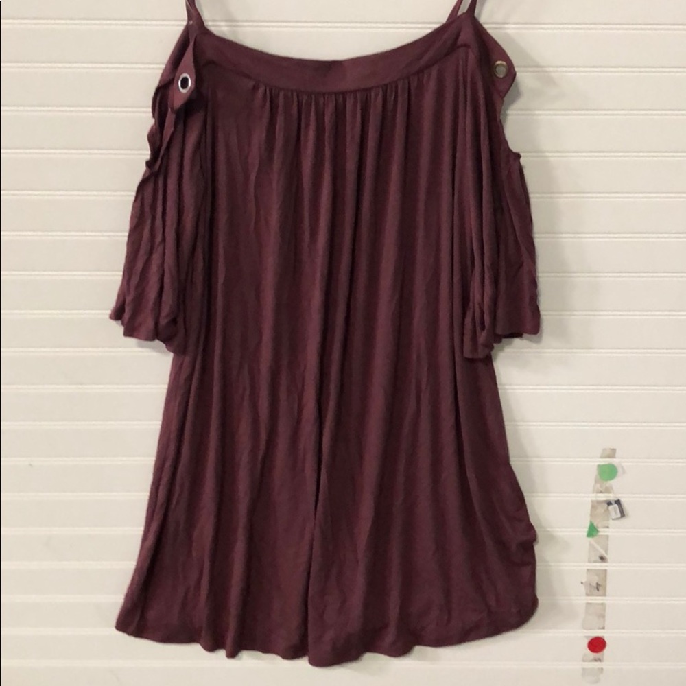 Christian Caliendo Maroon Off The Shoulder Dress